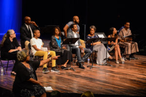 Director Saundra McClain leads the A Raisin in the Sun post-show conversation. Photo by Shawn Harris.